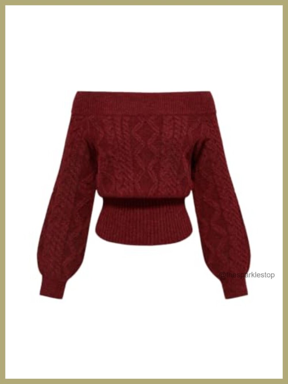 Cable Knit Off Shoulder Cinched Waist Crop Sweater Pullover